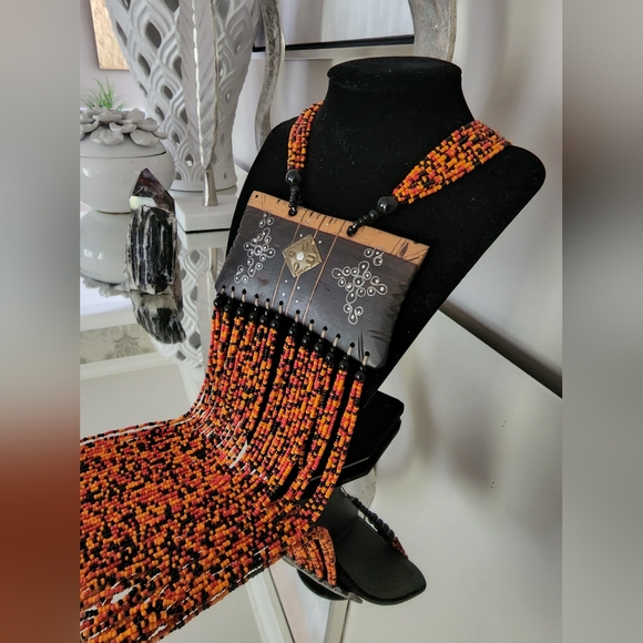 Handmade Ebony wood tribal necklace - Picture 2 of 2